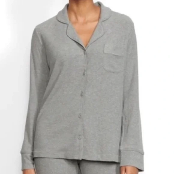 SKIMS Gray Ribbed Pajama Top Relaxed Fit - Picture 1 of 4